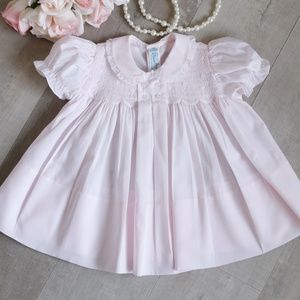 Pink Dress Smocked Heirloom Feltman Brothers Lace Collar Size 3 Months NWT
